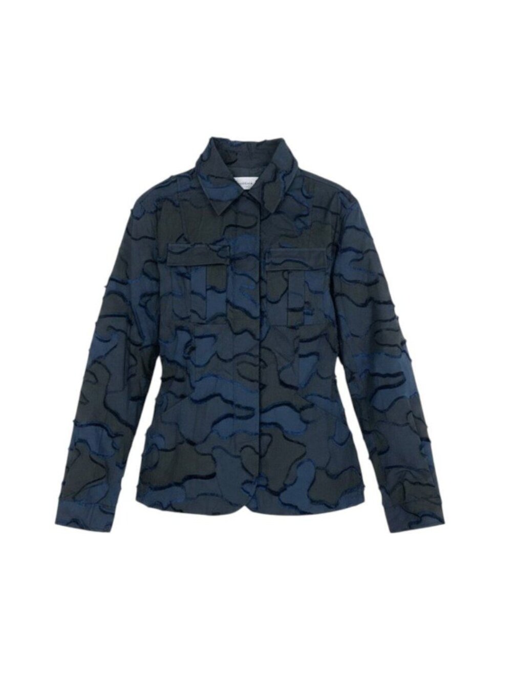 Dior Shirt Jacket Camouflage Fringe Navy Polyester 44